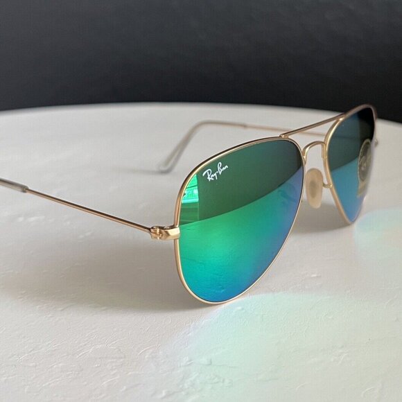 Ray-Ban RB3025 58" Aviator Unisex Authentic Green Sunglasses - Picture 1 of 7